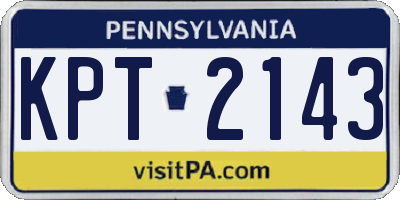 PA license plate KPT2143