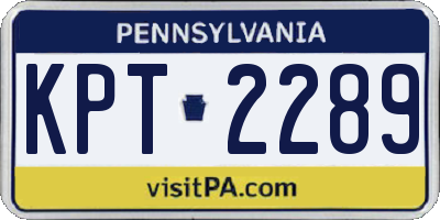 PA license plate KPT2289