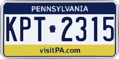 PA license plate KPT2315