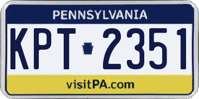 PA license plate KPT2351