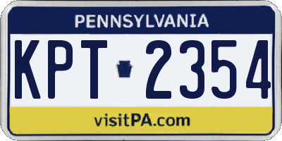 PA license plate KPT2354