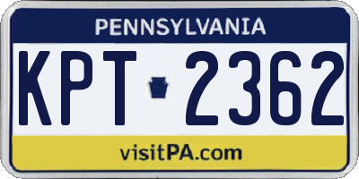 PA license plate KPT2362