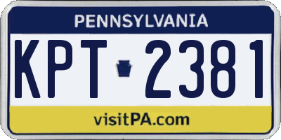 PA license plate KPT2381