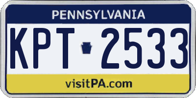 PA license plate KPT2533