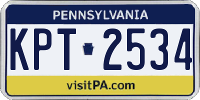 PA license plate KPT2534