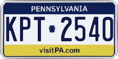 PA license plate KPT2540