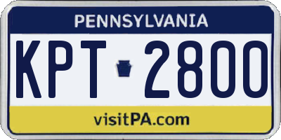 PA license plate KPT2800