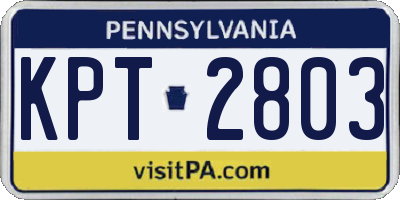 PA license plate KPT2803