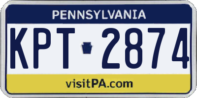 PA license plate KPT2874