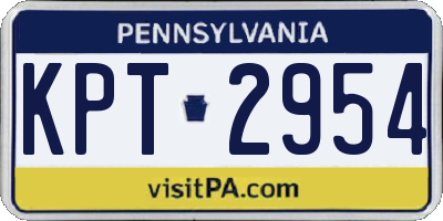 PA license plate KPT2954