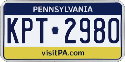 PA license plate KPT2980