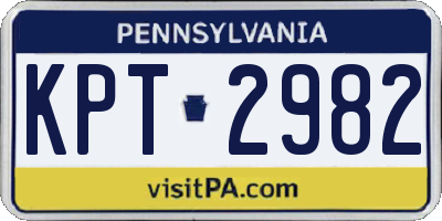 PA license plate KPT2982