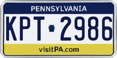 PA license plate KPT2986