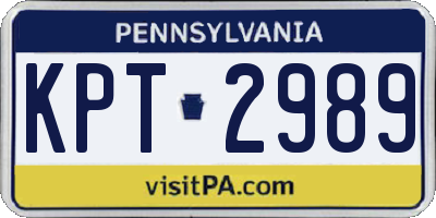 PA license plate KPT2989
