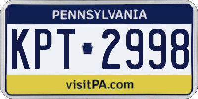 PA license plate KPT2998