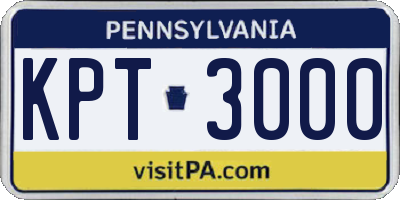 PA license plate KPT3000
