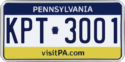 PA license plate KPT3001