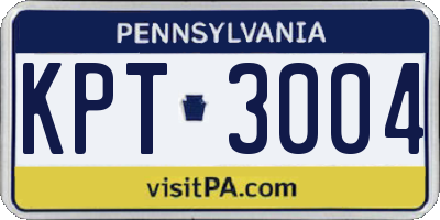 PA license plate KPT3004