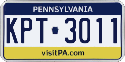 PA license plate KPT3011