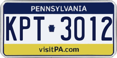 PA license plate KPT3012