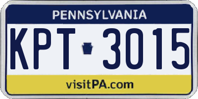 PA license plate KPT3015