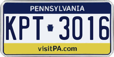 PA license plate KPT3016