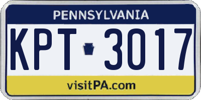 PA license plate KPT3017