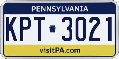 PA license plate KPT3021