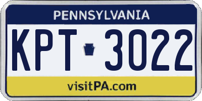 PA license plate KPT3022