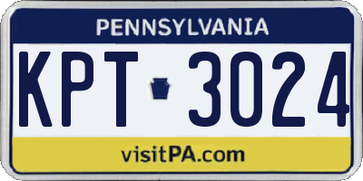 PA license plate KPT3024