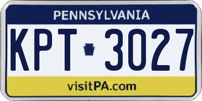 PA license plate KPT3027