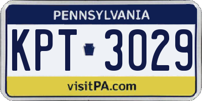 PA license plate KPT3029