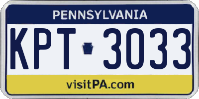 PA license plate KPT3033