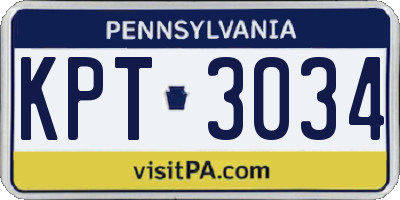 PA license plate KPT3034