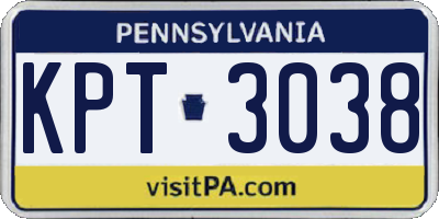 PA license plate KPT3038