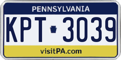 PA license plate KPT3039