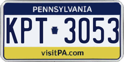 PA license plate KPT3053