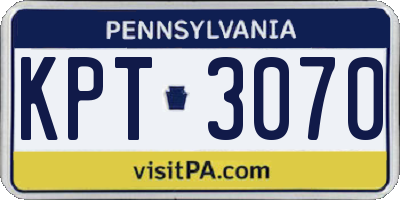 PA license plate KPT3070