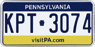PA license plate KPT3074