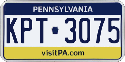 PA license plate KPT3075