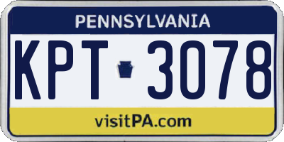 PA license plate KPT3078