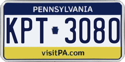 PA license plate KPT3080