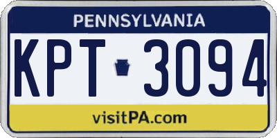 PA license plate KPT3094
