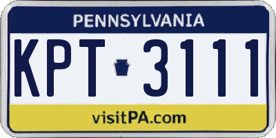 PA license plate KPT3111