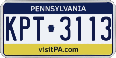 PA license plate KPT3113