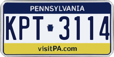 PA license plate KPT3114