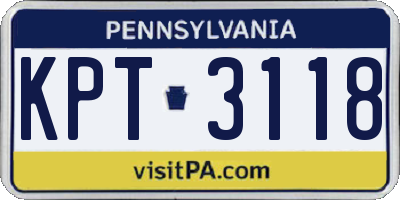 PA license plate KPT3118