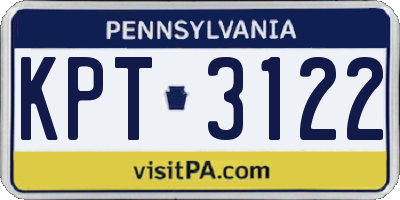 PA license plate KPT3122