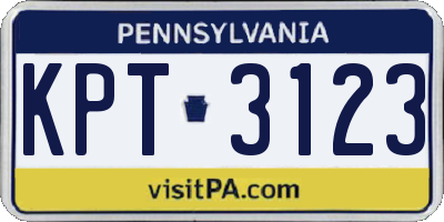 PA license plate KPT3123