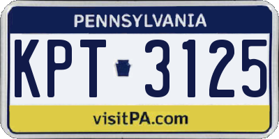 PA license plate KPT3125